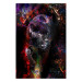 Wall Poster Black Jaguar - animal among abstract colors on a dark background 131813