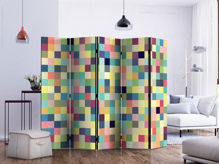 Room Divider Millions of Colors II (5-piece) - geometric colorful mosaic 132713 additionalImage 2