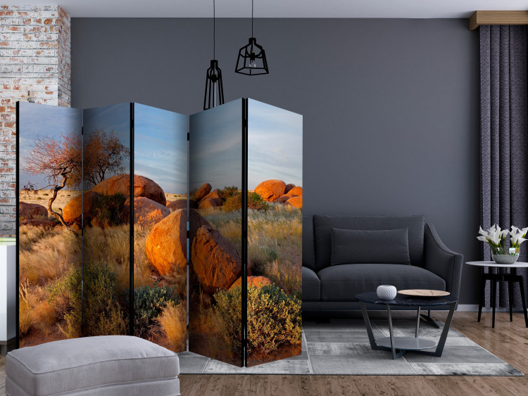 Folding Screen African Landscape (5-piece) - desert landscape of trees and stones 132913 additionalImage 4