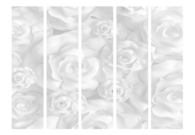 Room Divider Plaster Flowers II (5-piece) - composition in snowy white bouquet of roses 133113 additionalImage 3