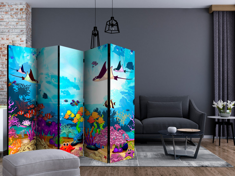 Folding Screen Underwater Fun II - oceanic landscape of the underwater world with fish 133713 additionalImage 4