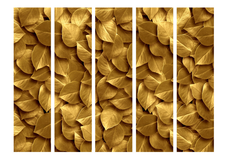 Folding Screen Golden Leaves II - luxurious composition created from golden leaves 133813 additionalImage 3