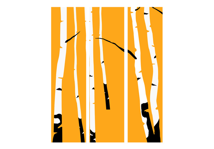 Room Divider Birches on the Orange Background - birch trees on a yellow background 133913 additionalImage 3