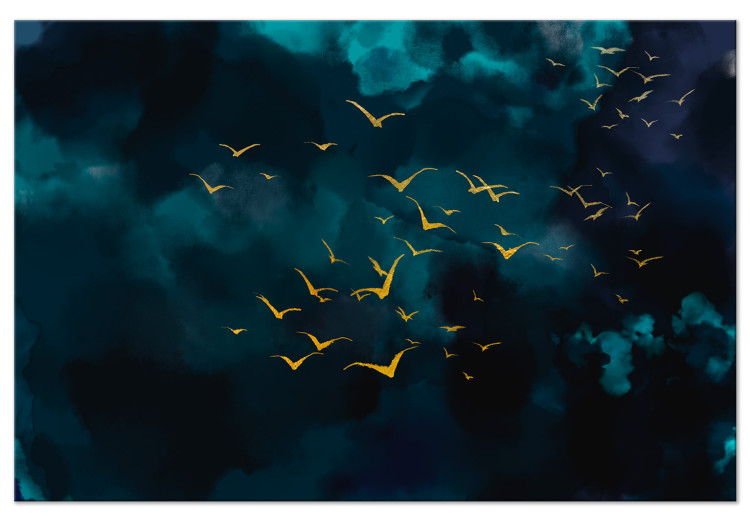 Canvas Art Print Sky Before the Storm (1-piece) Wide - landscape with golden birds 134713