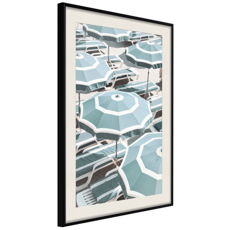 Poster Turquoise Umbrellas - summer landscape of a sandy beach filled with sunbeds 135913 additionalImage 8