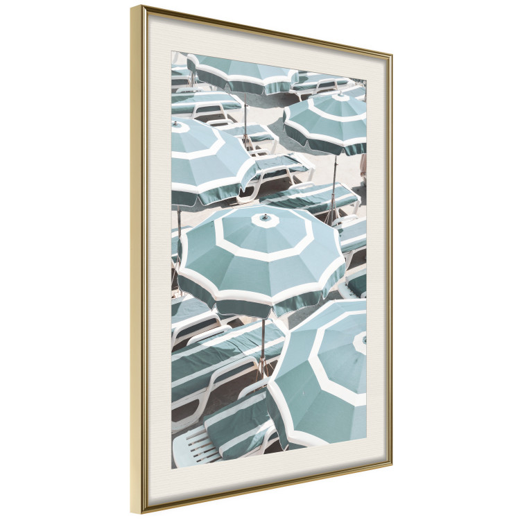 Poster Turquoise Umbrellas - summer landscape of a sandy beach filled with sunbeds 135913 additionalImage 5