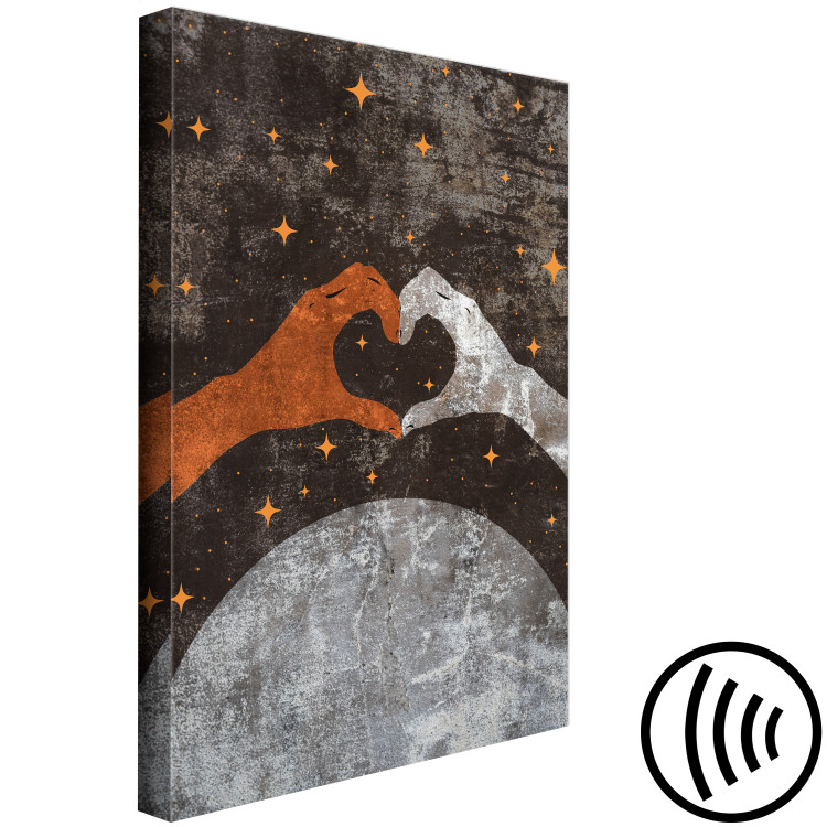 Canvas Print Hands clasped in heart shape - abstraction with black sky and stars 136013 additionalImage 6