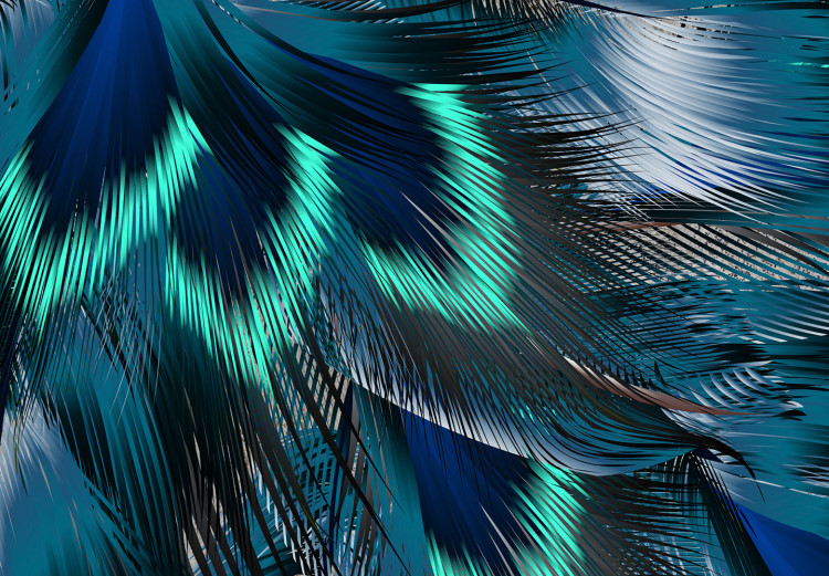 Photo Wallpaper In the wind - blown blue feathers on a concrete textured background 136313 additionalImage 3
