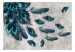 Photo Wallpaper In the wind - blown blue feathers on a concrete textured background 136313 additionalThumb 1