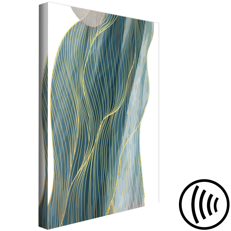 Canvas Print Golden and turquoise waves - abstraction on a white background 137213 additionalImage 6
