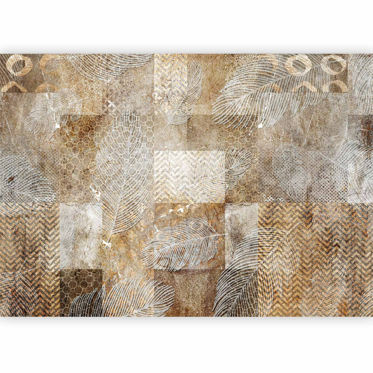 Photo Wallpaper Gilded composition - abstract with white leaves and patterned designs 142713 additionalImage 1