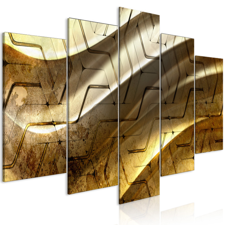 Canvas Golden Harmony (5-piece) Wide - abstraction in modern pattern 143513 additionalImage 2