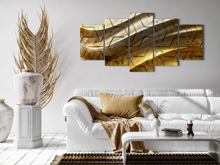 Canvas Golden Harmony (5-piece) Wide - abstraction in modern pattern 143513 additionalImage 3