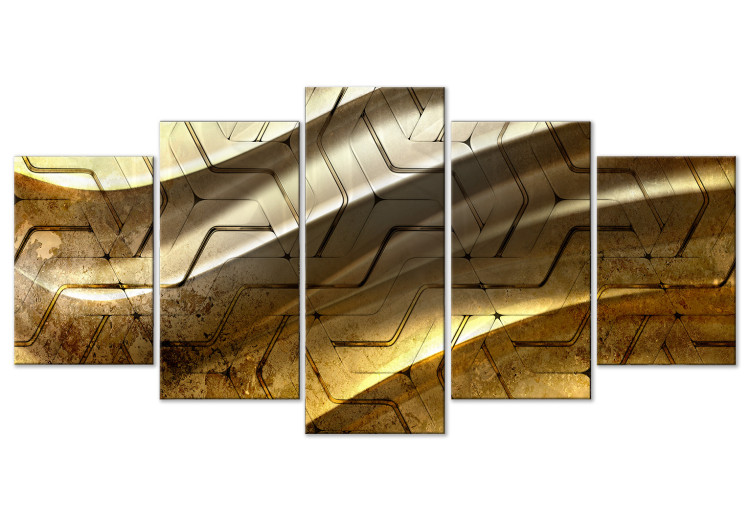 Canvas Golden Harmony (5-piece) Wide - abstraction in modern pattern 143513