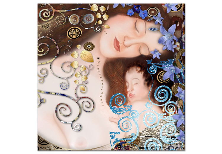 Canvas Print Motherhood with Ornament (1-piece) - Klimt-style abstraction 144113