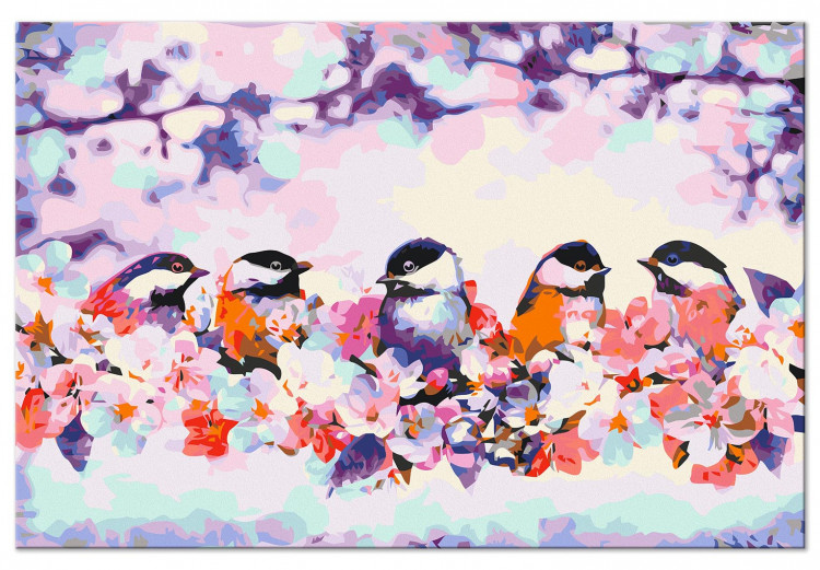 Paint by Number Kit Happy Tit - Birds on the Branch, Cherry Blossoms and Purple Spots 144613 additionalImage 4