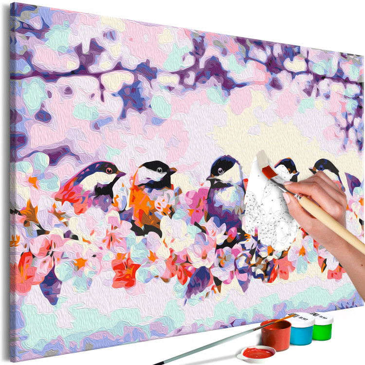 Paint by Number Kit Happy Tit - Birds on the Branch, Cherry Blossoms and Purple Spots 144613 additionalImage 6