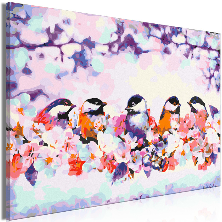 Paint by Number Kit Happy Tit - Birds on the Branch, Cherry Blossoms and Purple Spots 144613 additionalImage 5