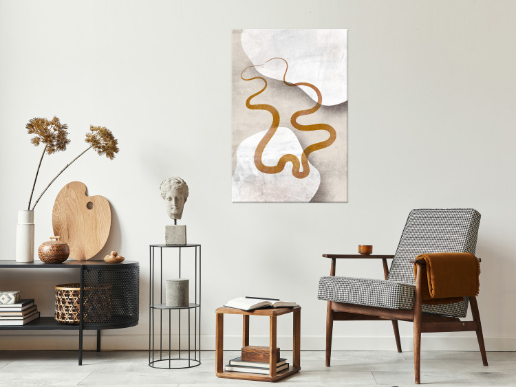 Canvas Print Orange Ribbon (1-piece) - abstraction in two brown waves 144713 additionalImage 3