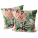Decorative Velor Pillow Rainforest flora - a floral pattern with white flowers and leaves 147113 additionalThumb 2