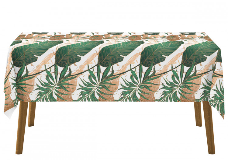 Tablecloth Hollow leaves - a botanical composition in shades of green and brown 147213 additionalImage 2