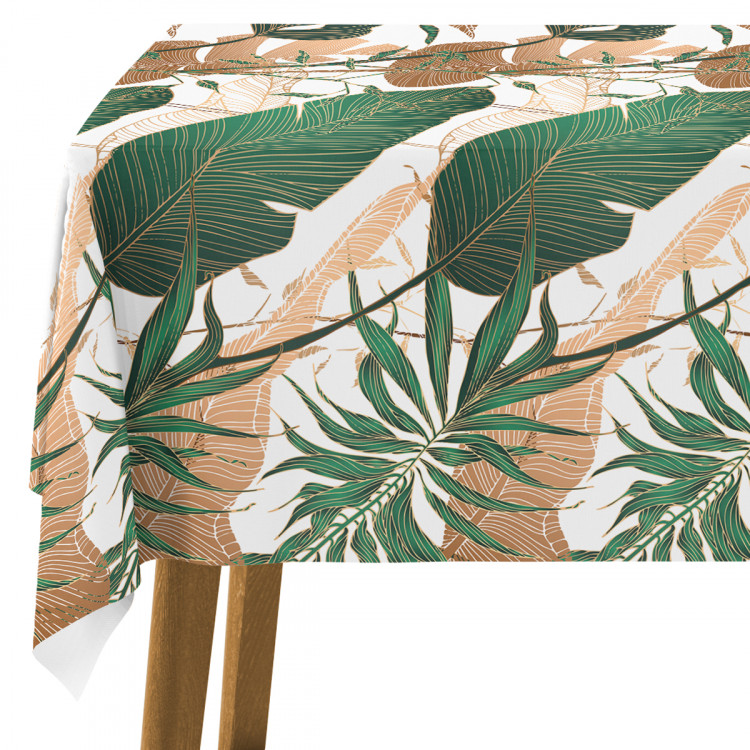 Tablecloth Hollow leaves - a botanical composition in shades of green and brown 147213