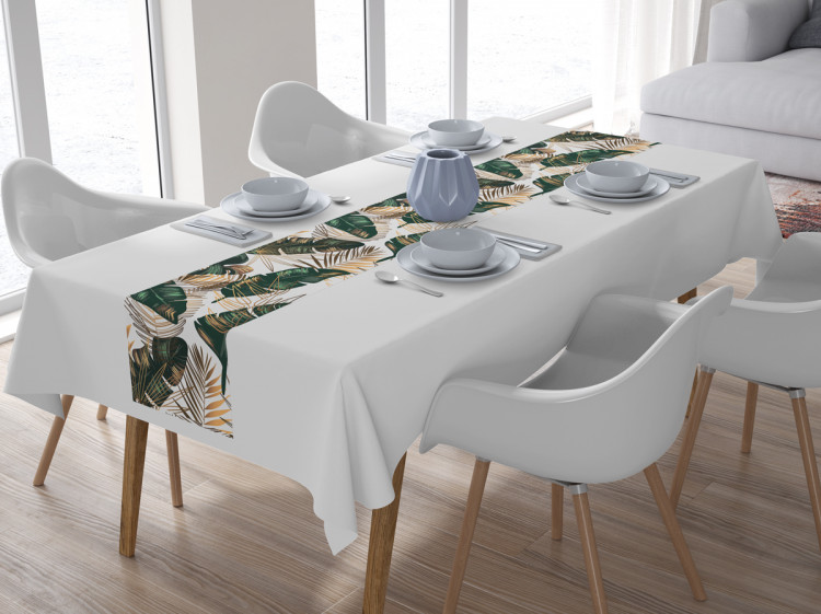 Table Runner Elegance of leaves - composition in shades of green and gold 147313 additionalImage 2