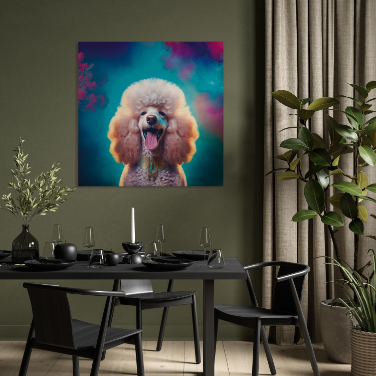 Canvas Print AI Fredy the Poodle Dog - Joyful Animal in a Candy Frame - Square 150213 additionalImage 3