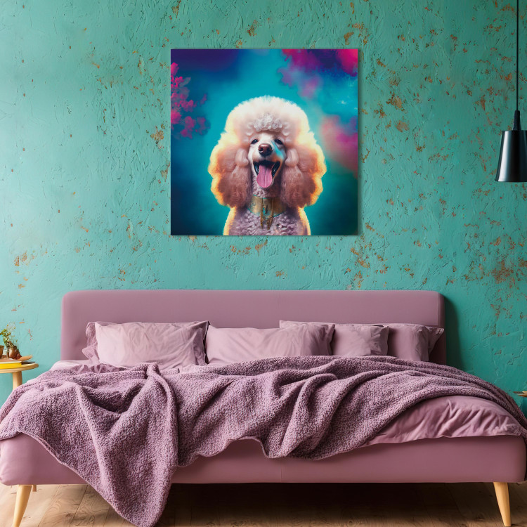 Canvas Print AI Fredy the Poodle Dog - Joyful Animal in a Candy Frame - Square 150213 additionalImage 5