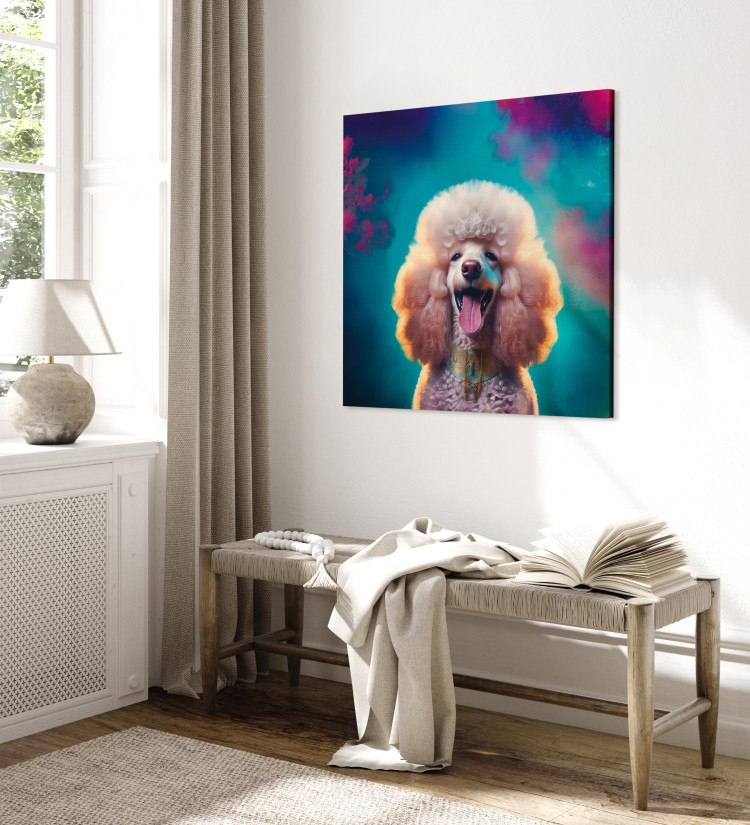 Canvas Print AI Fredy the Poodle Dog - Joyful Animal in a Candy Frame - Square 150213 additionalImage 4