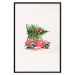 Wall Poster Christmas Transport - Watercolor Red Car With a Christmas Tree on the Roof 151713 additionalThumb 9