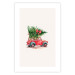 Wall Poster Christmas Transport - Watercolor Red Car With a Christmas Tree on the Roof 151713 additionalThumb 6