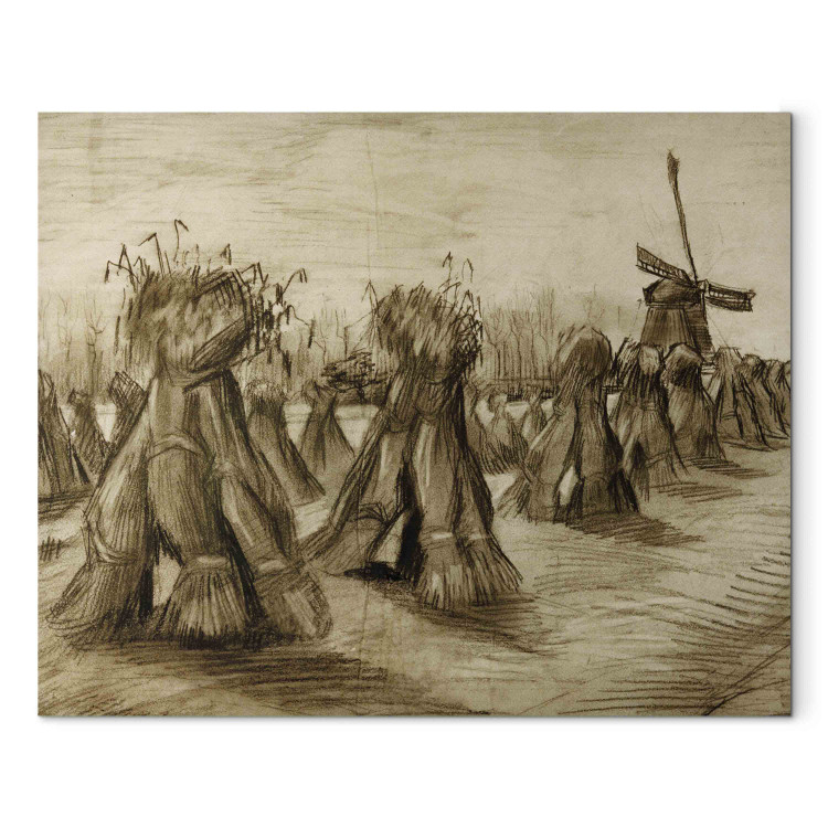 Art Reproduction Wheat Field with Sheaves and a Windmill 158513