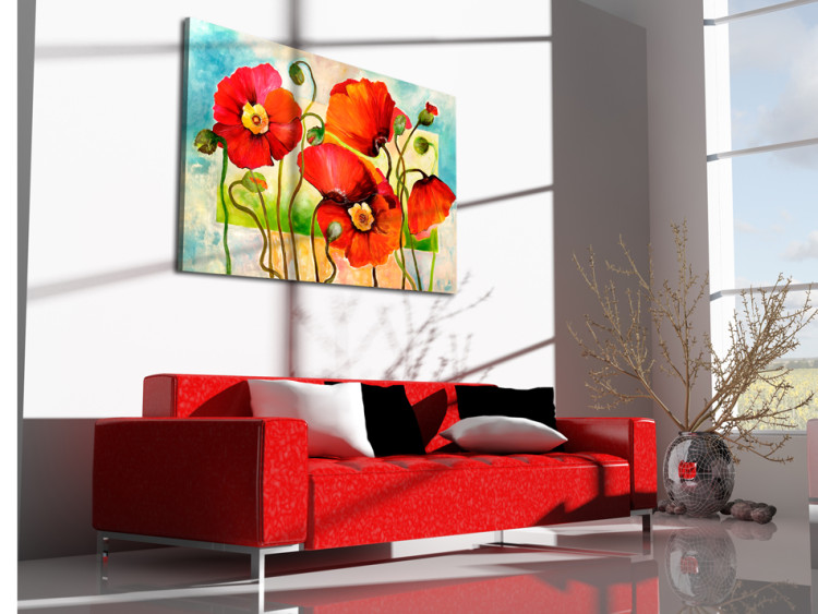 Canvas Joyful Blooming Red Poppies (1-piece) - colorful flower motif 46713 additionalImage 2