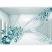 Wall Mural Corridor - white 3D geometric abstraction with blue diamonds 62513 additionalThumb 1