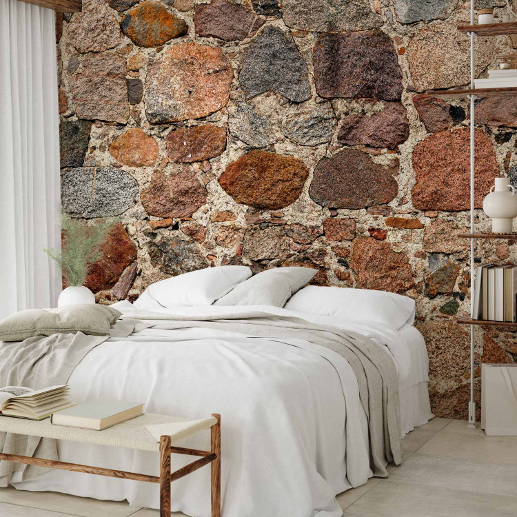 Wall Mural Artistry - texture of irregularly arranged stones in brown colouring 91413 additionalImage 2