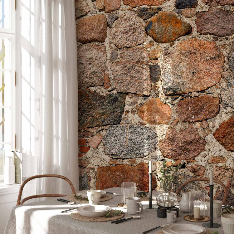 Wall Mural Artistry - texture of irregularly arranged stones in brown colouring 91413 additionalImage 4