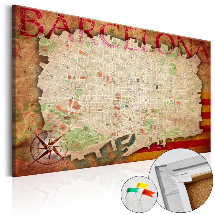 Decorative Pinboard Map of Barcelona [Cork Map] 92213