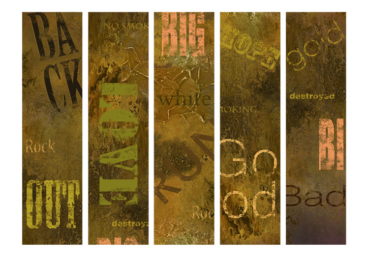 Room Divider Screen Concrete Epigraph II - brown-yellow texture with artistic inscriptions 95413 additionalImage 3
