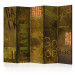 Room Divider Screen Concrete Epigraph II - brown-yellow texture with artistic inscriptions 95413