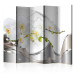 Folding Screen Pearl Orchid Dance II - white orchid flowers on an abstract background 95613