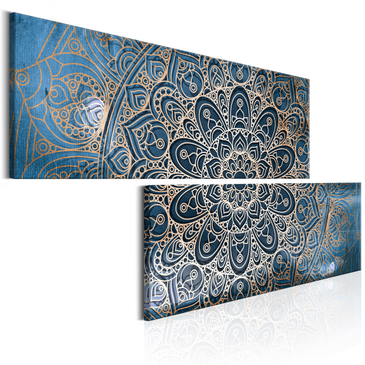 Canvas Mandala: Peace - Oriental Mosaic on Blue Background in Zen Motif 97513 additionalImage 2