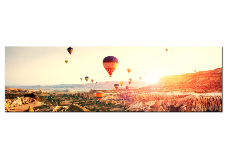 Canvas Print Balloons in the Sky (1-piece) - Landscape with Mountains and Sunset 106223