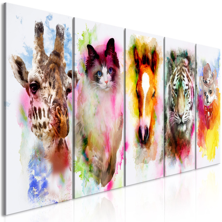 Canvas Watercolour Animals (5 Parts) Narrow 108223 additionalImage 2
