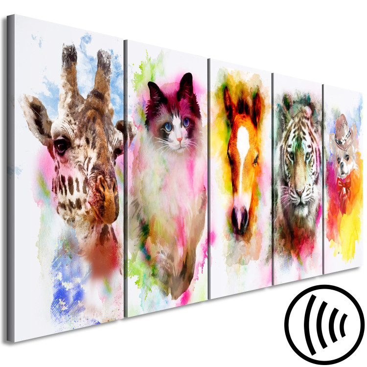 Canvas Watercolour Animals (5 Parts) Narrow 108223 additionalImage 6