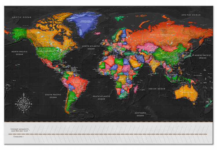 Decorative Pinboard Map with Timelime (Black) [Cork Map] 114223 additionalImage 2