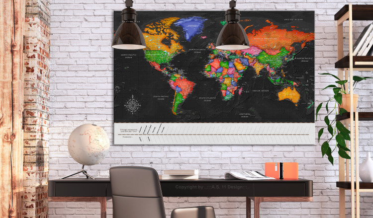 Decorative Pinboard Map with Timelime (Black) [Cork Map] 114223 additionalImage 3