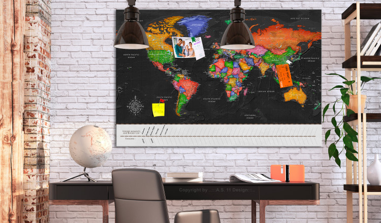 Decorative Pinboard Map with Timelime (Black) [Cork Map] 114223 additionalImage 7