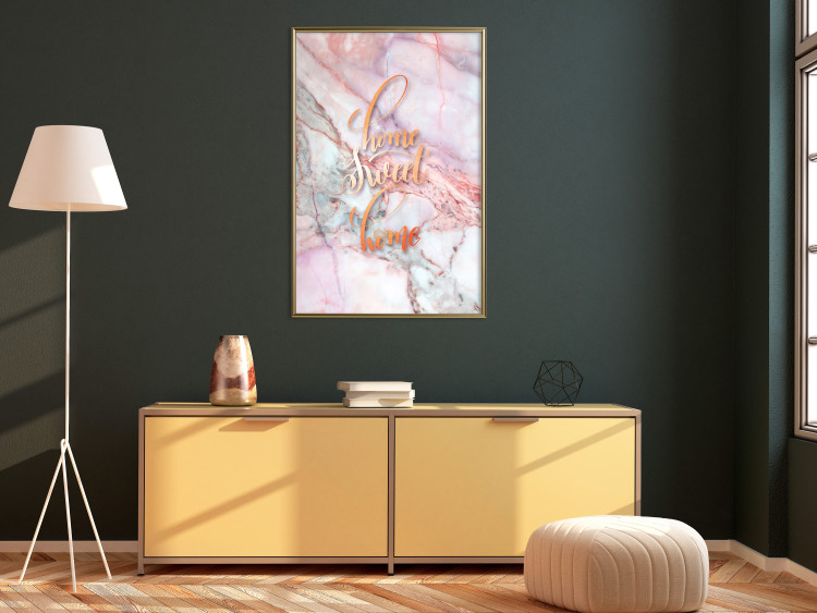 Poster Home sweet home - composition with orange text and marble background 114323 additionalImage 7