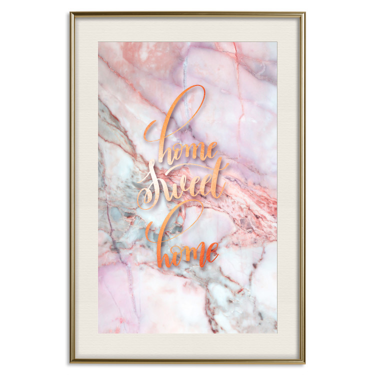 Poster Home sweet home - composition with orange text and marble background 114323 additionalImage 19